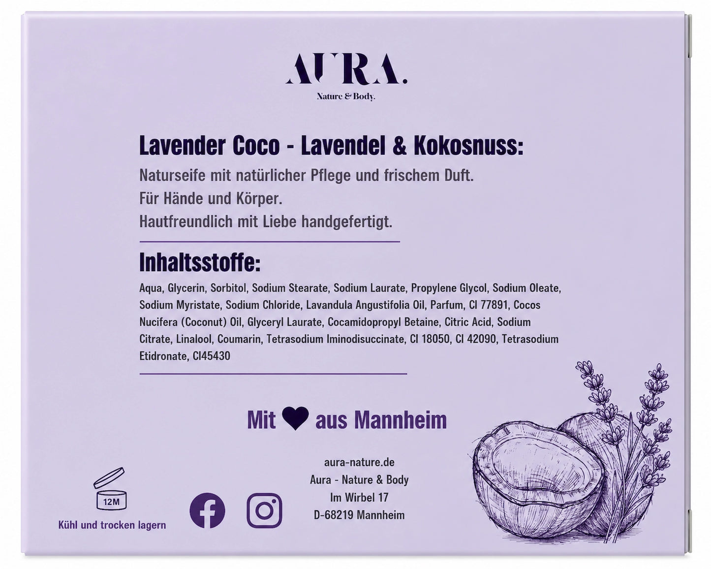 Lavendel & Kokosnuss Naturseife