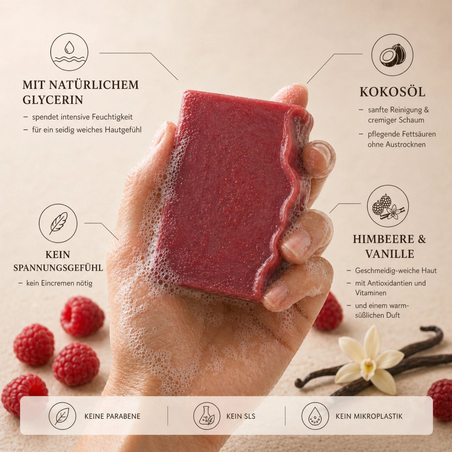 Himbeere & Vanille - Naturseife